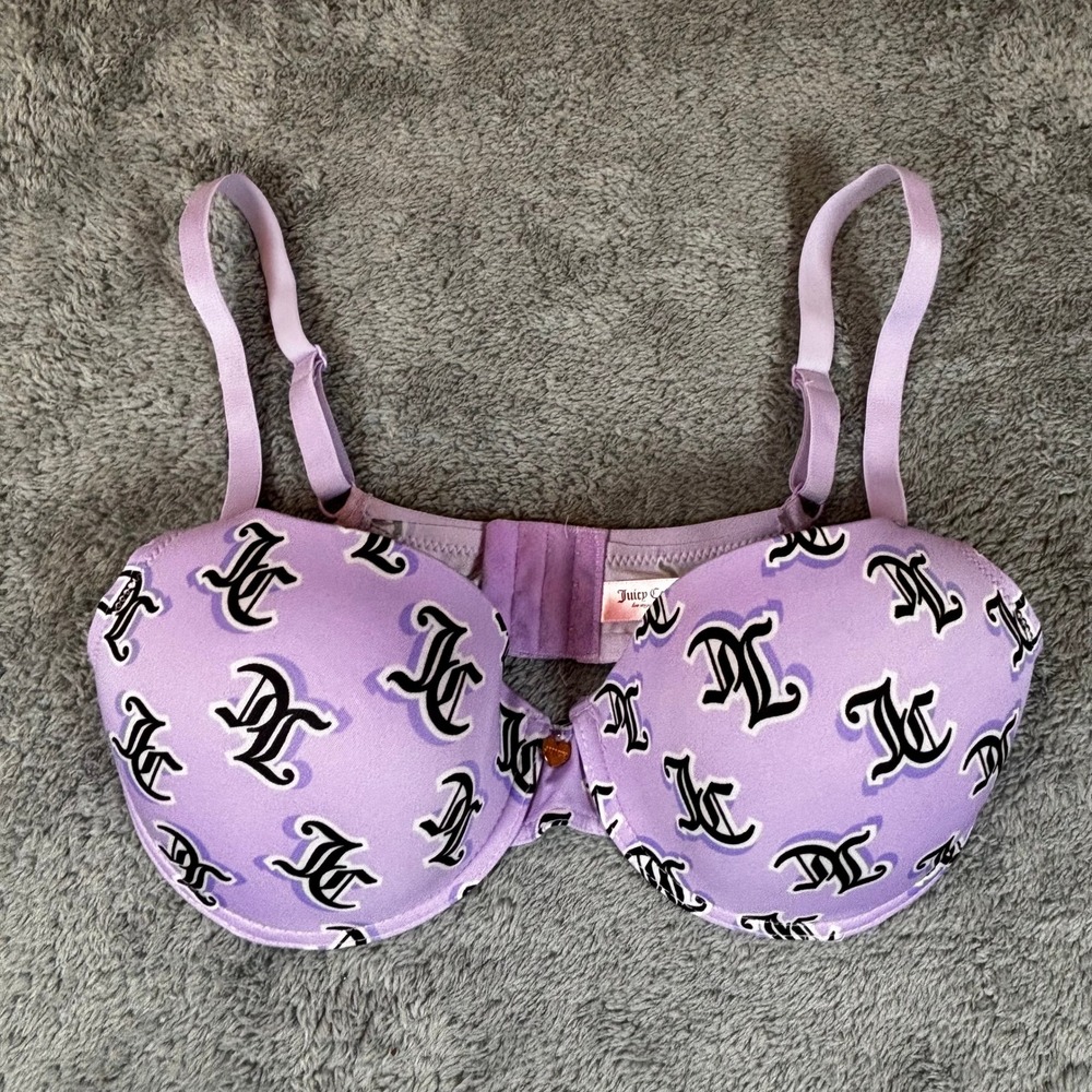 Juicy Couture Intimates Purple Monogram Logo Underwire Bra 36D 7807-16